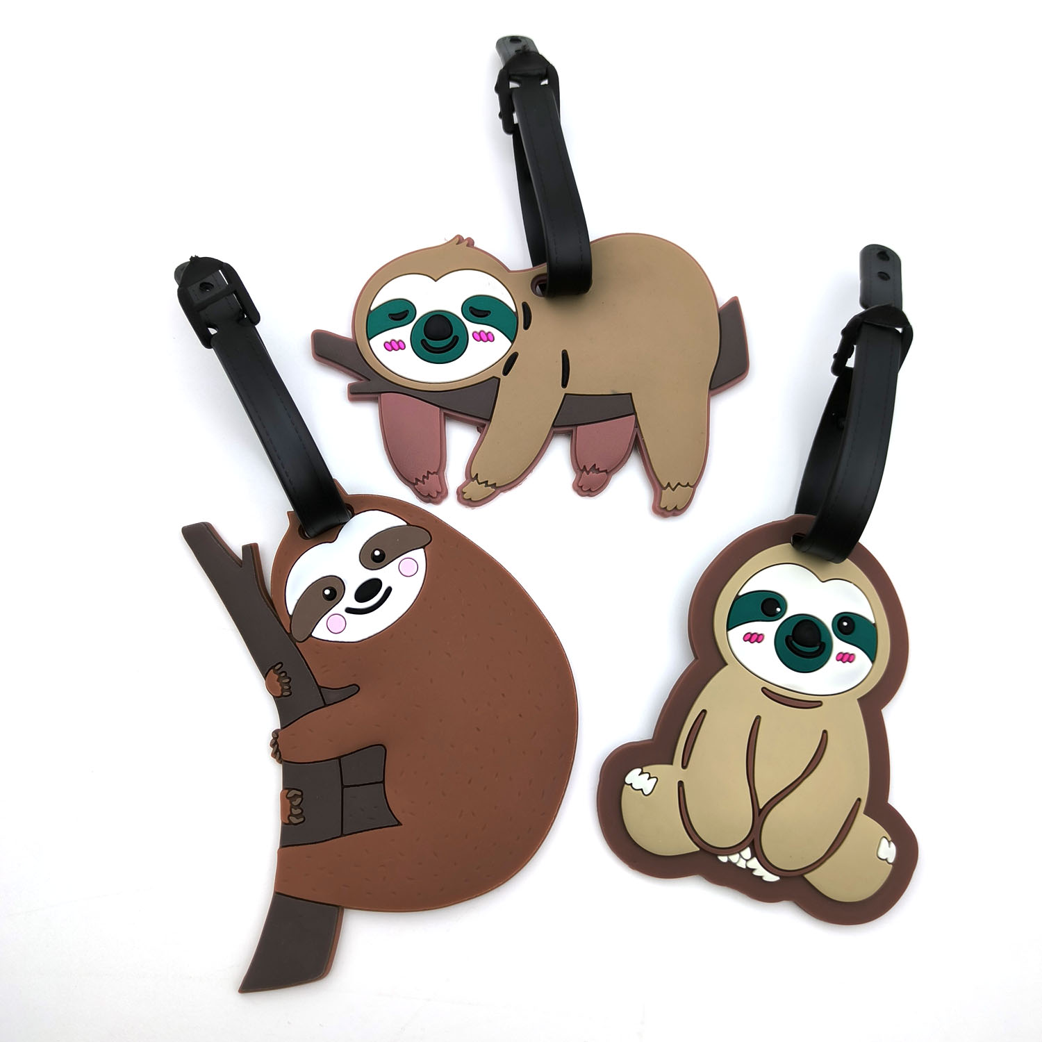 Tech Accessories For Travel - 1 ピース/3 個最新のトラベルアクセサリー荷物タグクリエイティブナマケモノ飛行機搭乗券スーツケースシリコンポータブル旅行ラベル