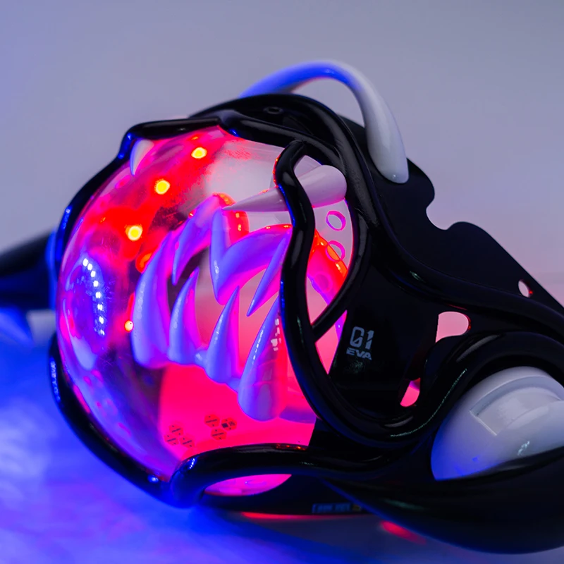Tech Wear Accessories - サイバーパンクスタイル LED メックマスク アニメ デーモン コスプレ