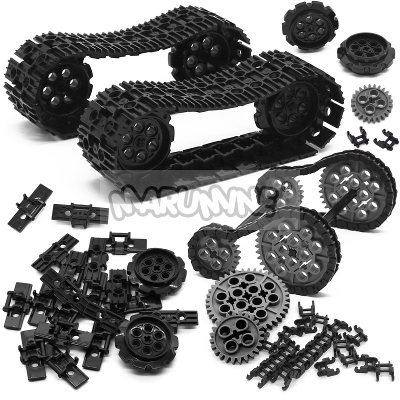 Tech Accessories Shop - ビルディングブロックトラックシートセット、ハイテクレンガ部品、チェーンホイール、ギアタイヤ、車のタンク、機械的付属品、57518