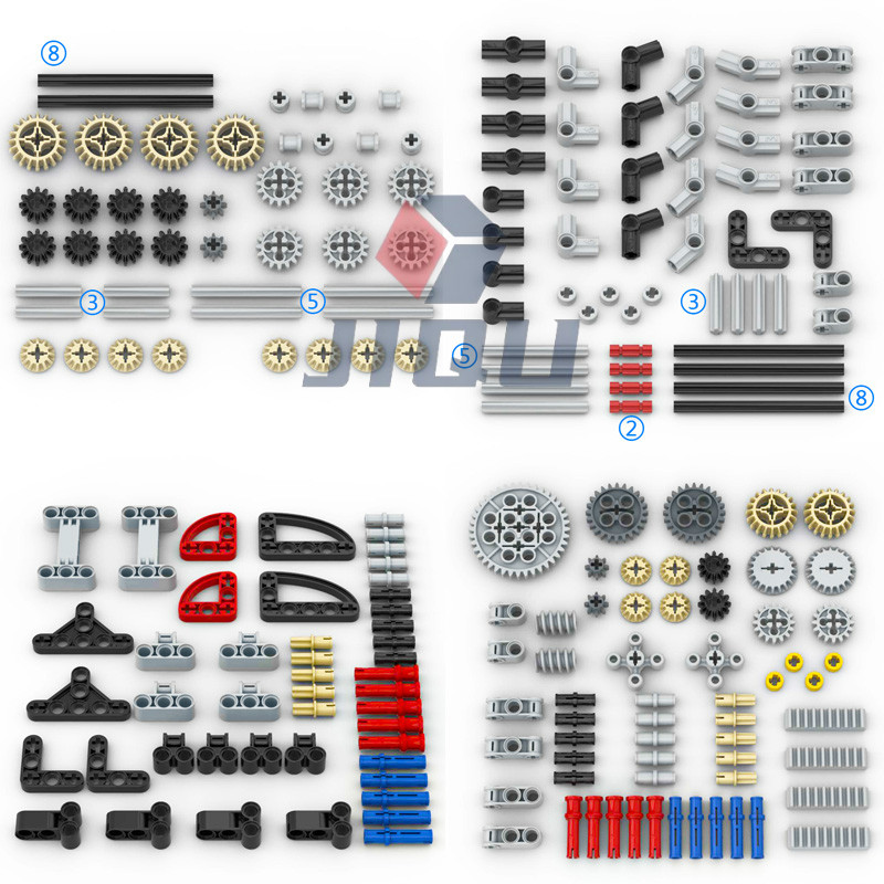 Tech Gear Accessories - Mocテクノロジーブリックアクセサリー,バルクギアクロスアクスル,ピンセット,互換性のあるハイテクビルディングブロック,日曜大工の車,教育玩具