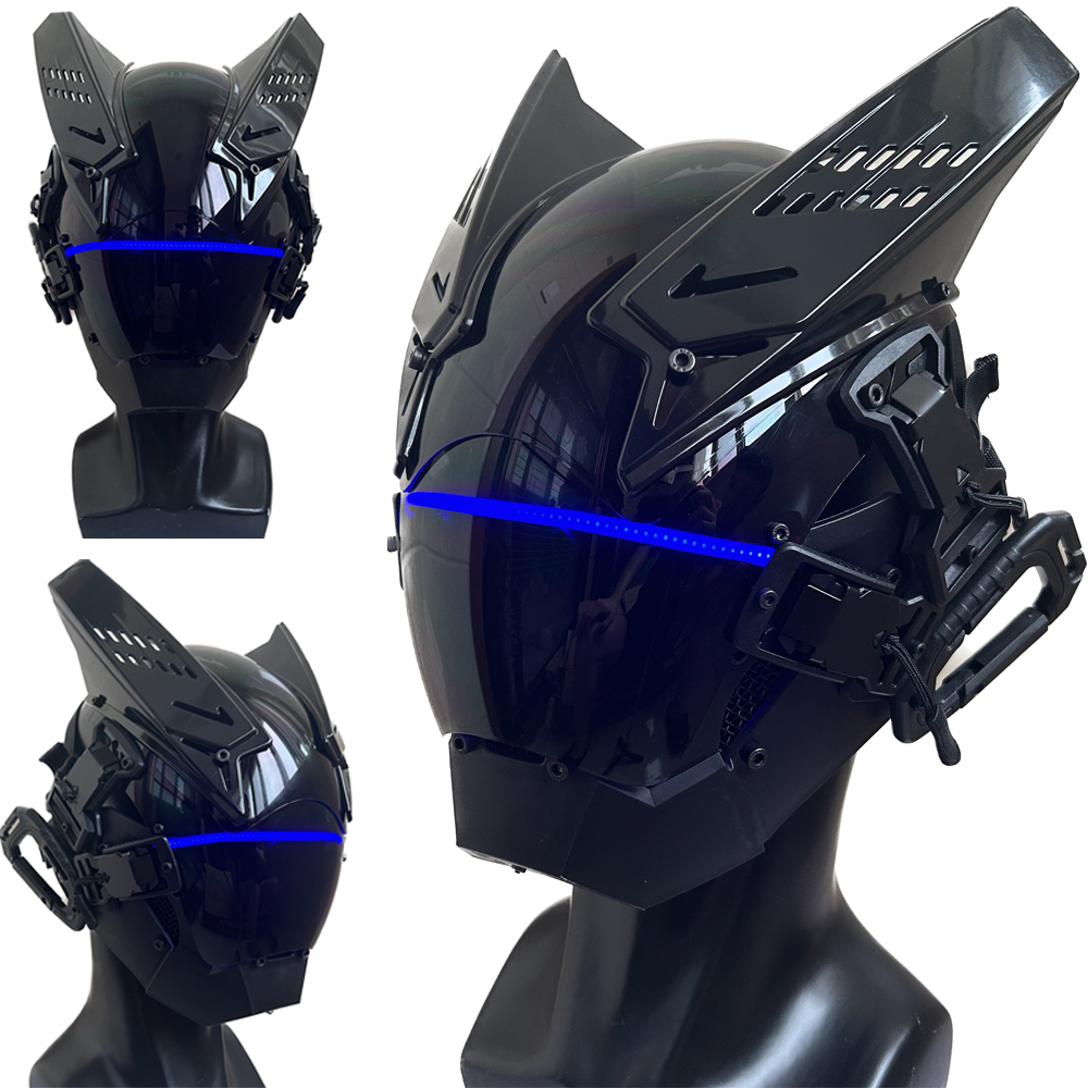Tech Wear Accessories - Cyberpunkパンクヘルメット、未来的なtechwear、ハロウィーンのコスプレ、パーティー、音楽フェスティバルアクセサリーに適合