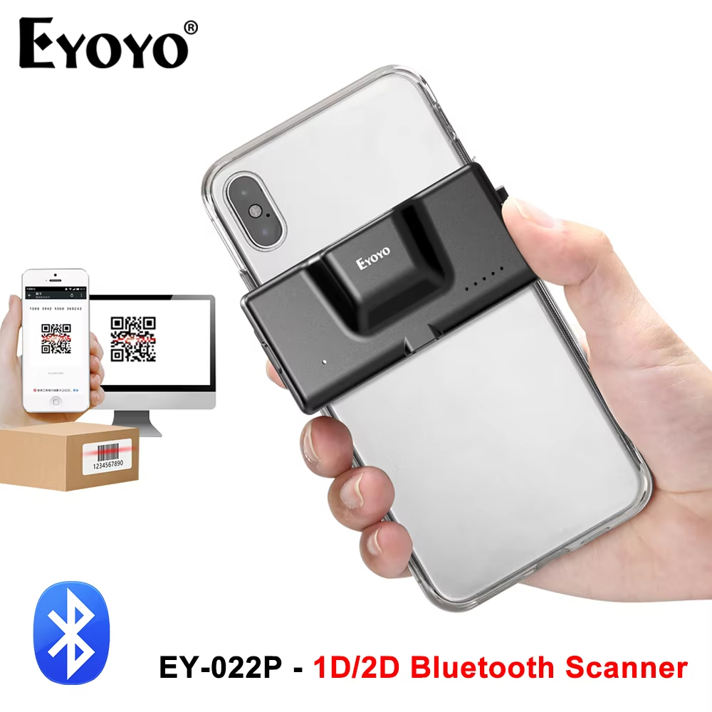 Document Scanner Portable - Eyoyo-調整可能なバッククリップオンバーコードスキャナー、2D Bluetooth、自動検出、高速スキャン、qr、pdf417、画面上のバーコード、紙、EY-022P