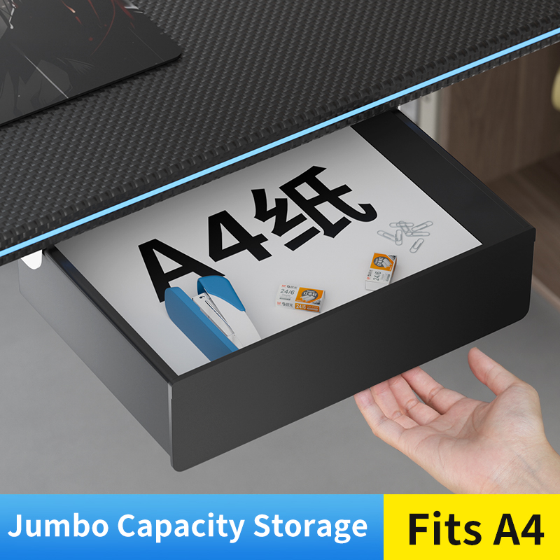 ドリル不要、マルチサイズ、半透明ブラックのデスク下引き出し、 - Tech Accessories Storage のレビューと価格