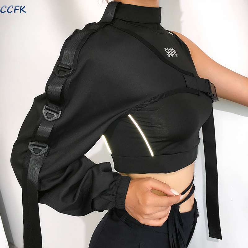 Y2k-女性用反射モデルTシャツ,女の子用パンクウェア,不規 - Tech Wear Accessories のレビューと価格