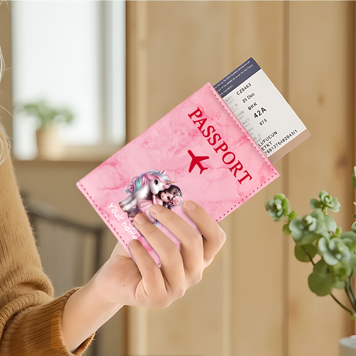ユニコーンガールパターン PU パスポートホルダー ゴールデ - Tech Accessories For Travel のレビューと価格
