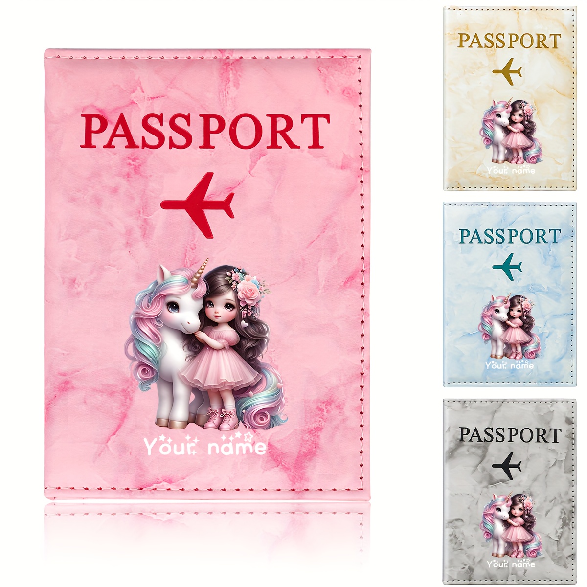 ユニコーンガールパターン PU パスポートホルダー ゴールデ - Tech Accessories For Travel のレビューと価格