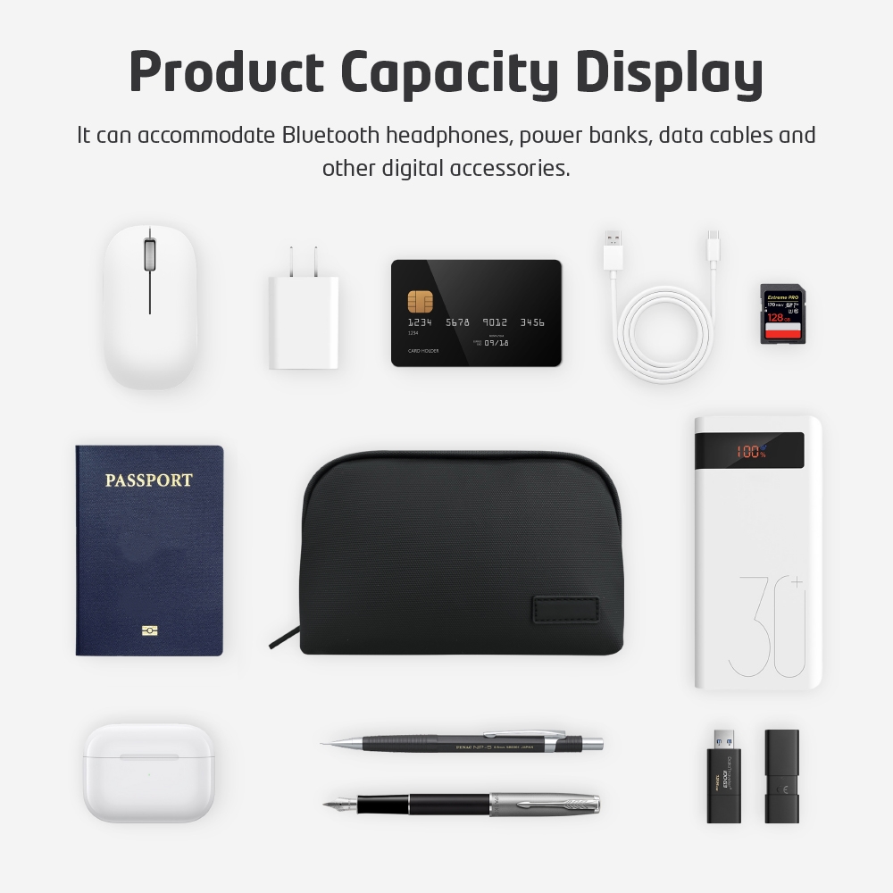 軽量防水テックポーチ、ポータブル電子機器アクセサリーケース、 - Tech Accessories Storage のレビューと価格