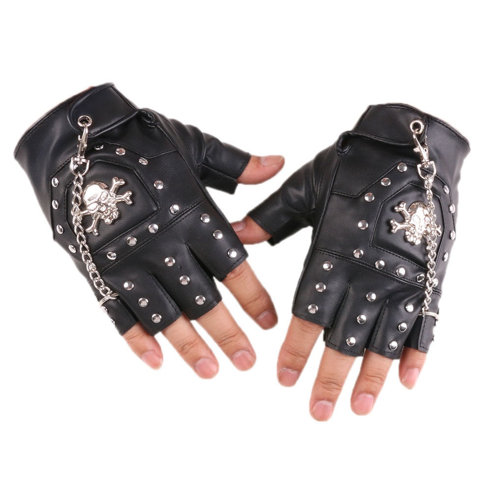 スカルリベット手袋ストリートダンス男性ファッションパンクカッ - Tech Wear Accessories のレビューと価格