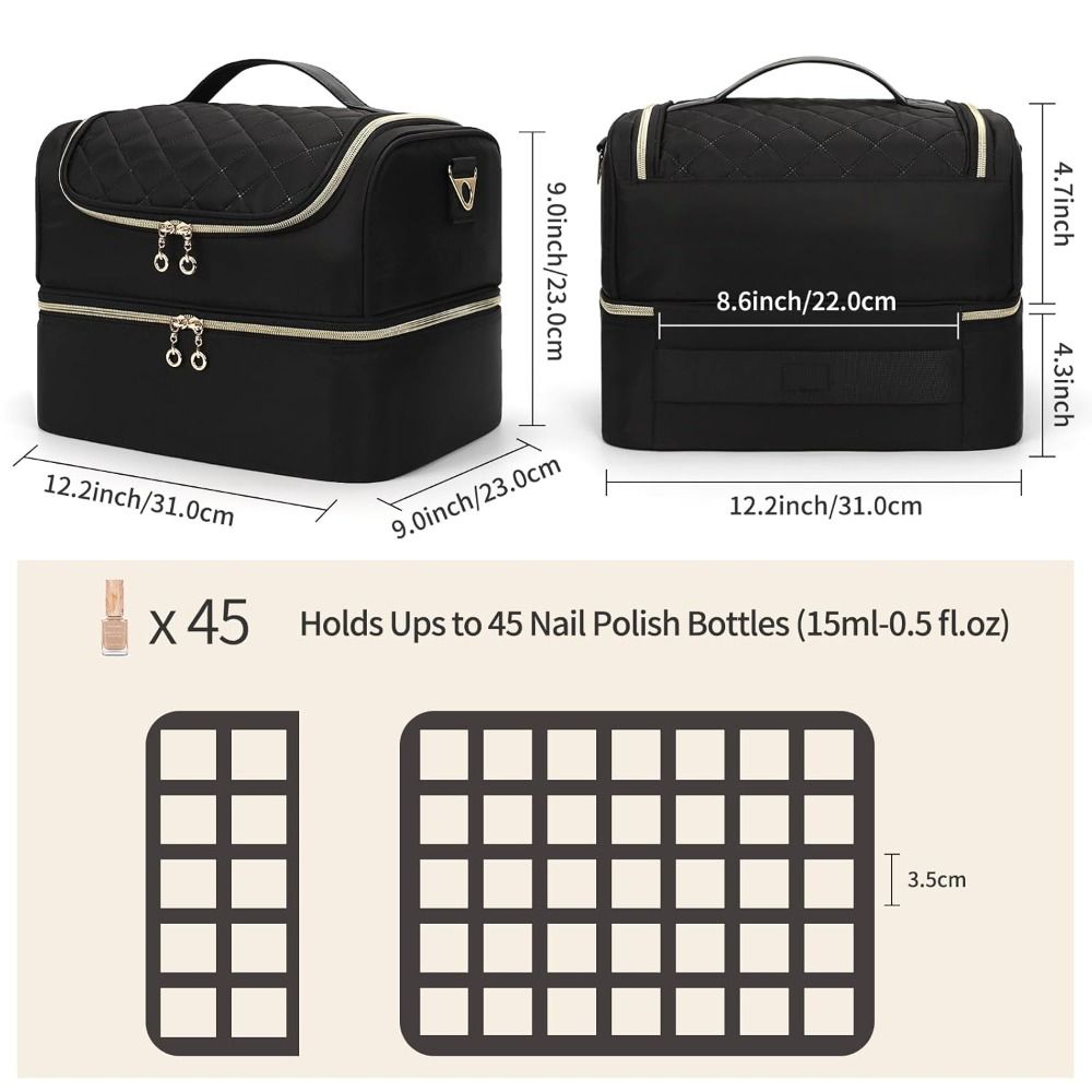 二層式ネイルポリッシュオーガナイザーバッグ、60本収納、トラ - Tech Woven Accessories のレビューと価格